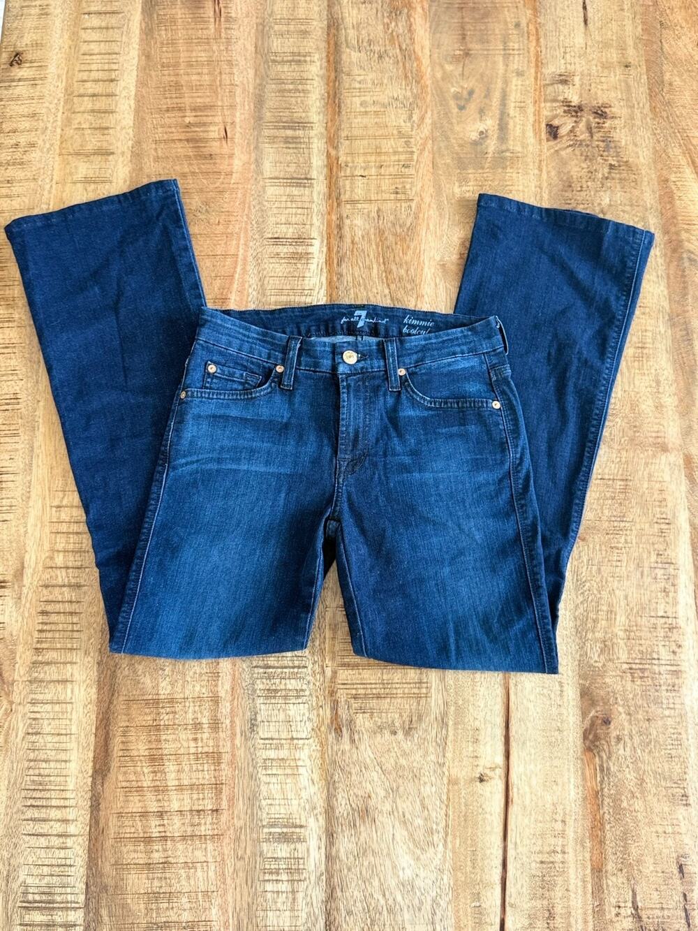 7 For All Mankind Kimmie Bootcut Jeans Dark Wash Size 27 Stretch Denim Womens